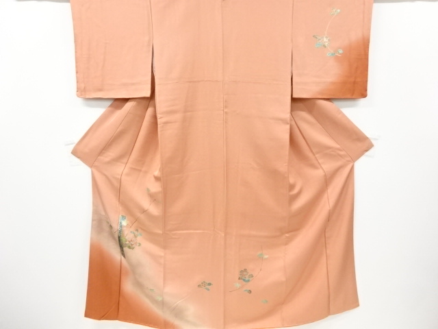 JAPANESE KIMONO / VINTAGE UNUSED HOMONGI / SILK / BAMBOO & CAMELLIA & MAPLE PATTERN